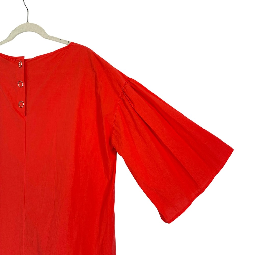 Ottod'Ame Italy Cotton Poplin Tunic Dress Fiamma Bell Sleeve L NWT Orange 10 - Picture 14 of 14